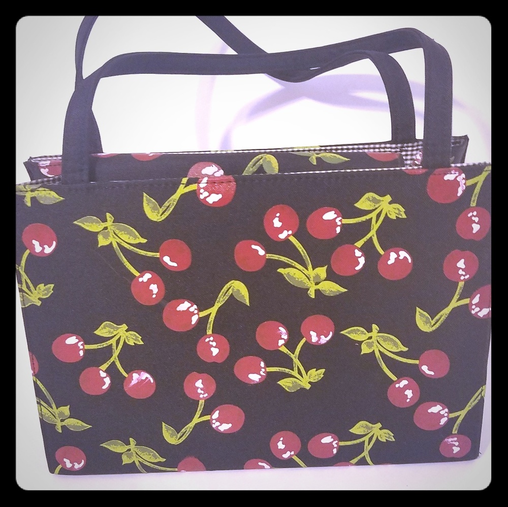 Cherry Purse with cherries and black background